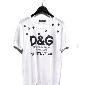 Dolce & Gabbana White Logo Sequin T-Shirt